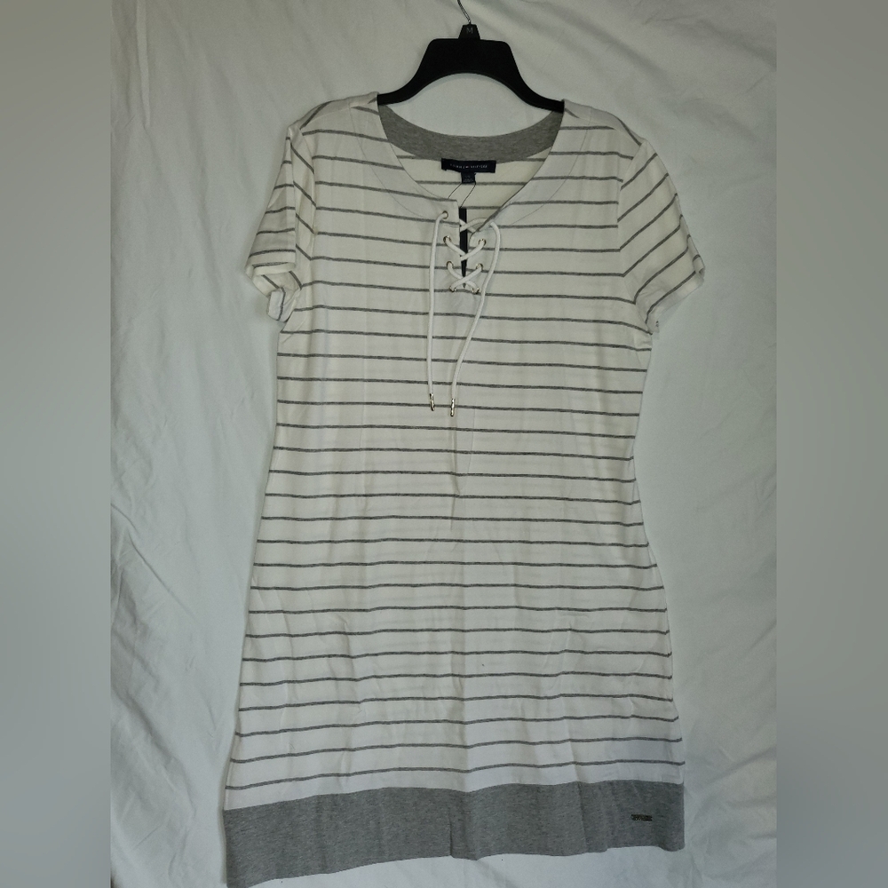 Striped Lace-Up Dress